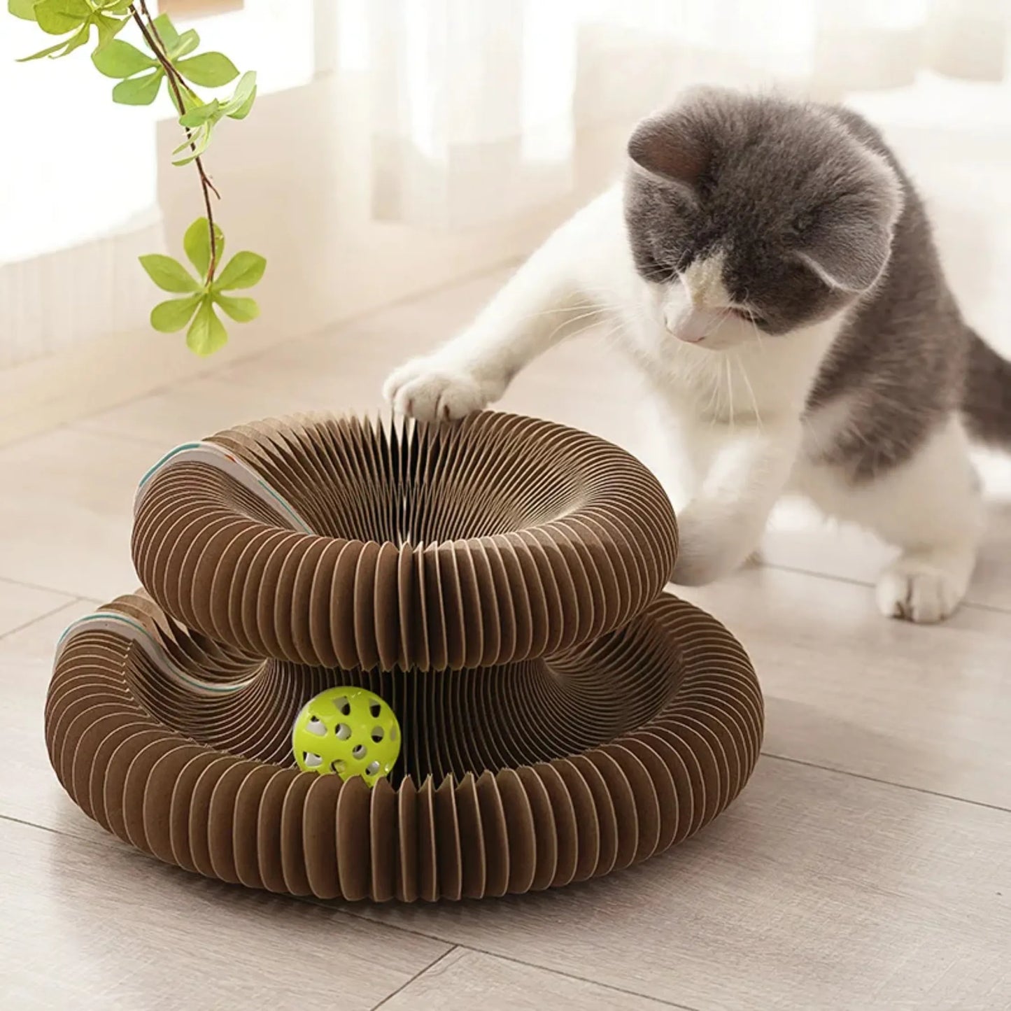 Foldable Honeycomb Cat Scratcher & Play Tunnel